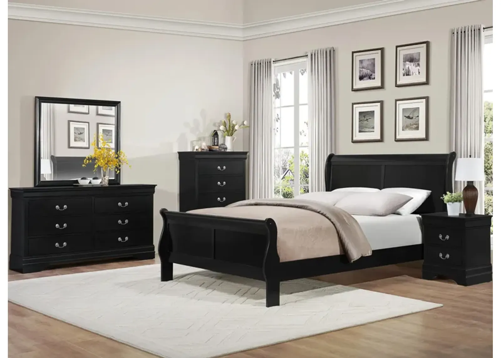 Edina 4-pc. Bedroom Set in Black by Homelegance