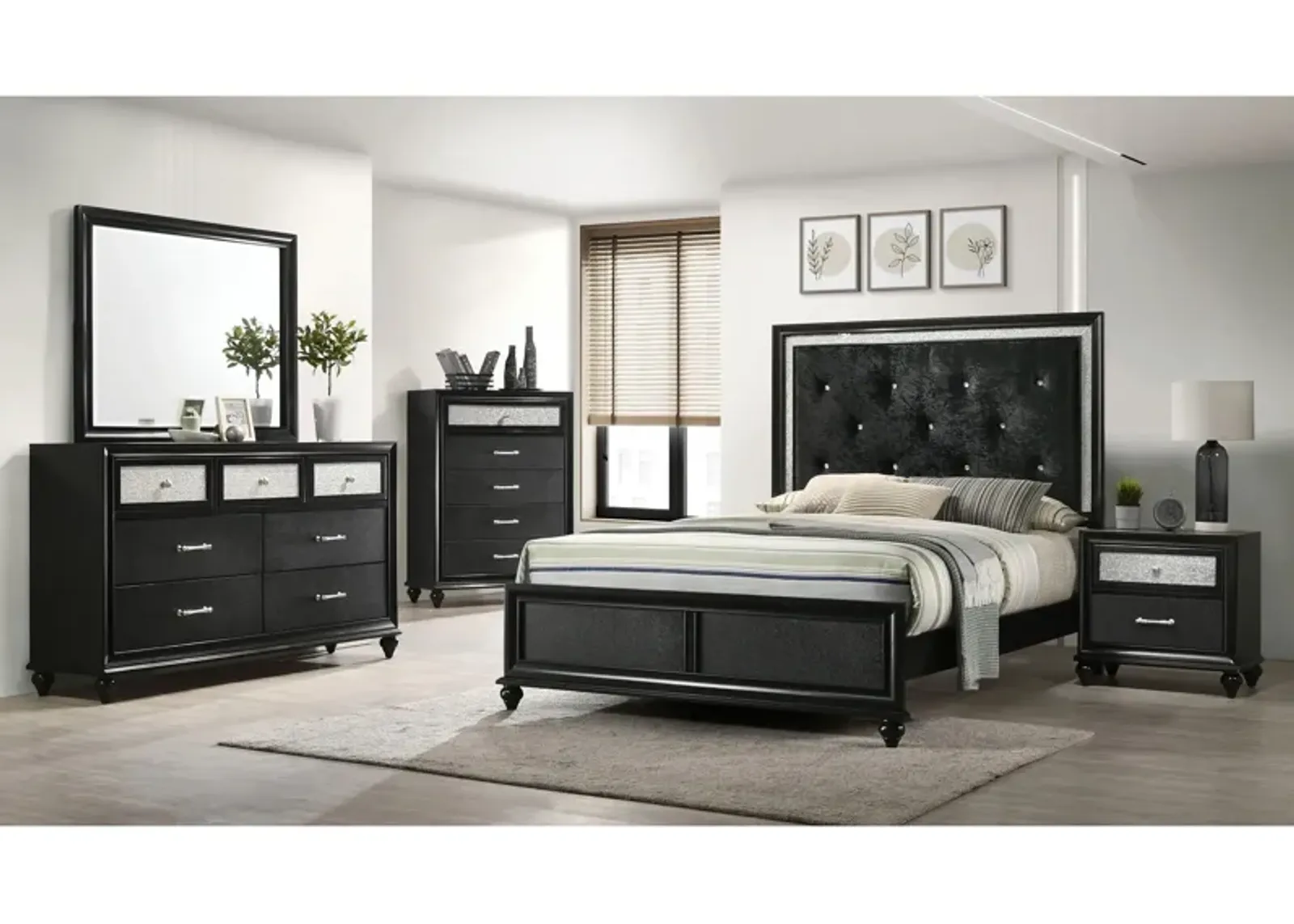 Lila 5-pc. Bedroom Set in Black by Crown Mark