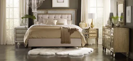 Sanctuary Mirrored Upholstered Bed in Beige by Hooker Furniture