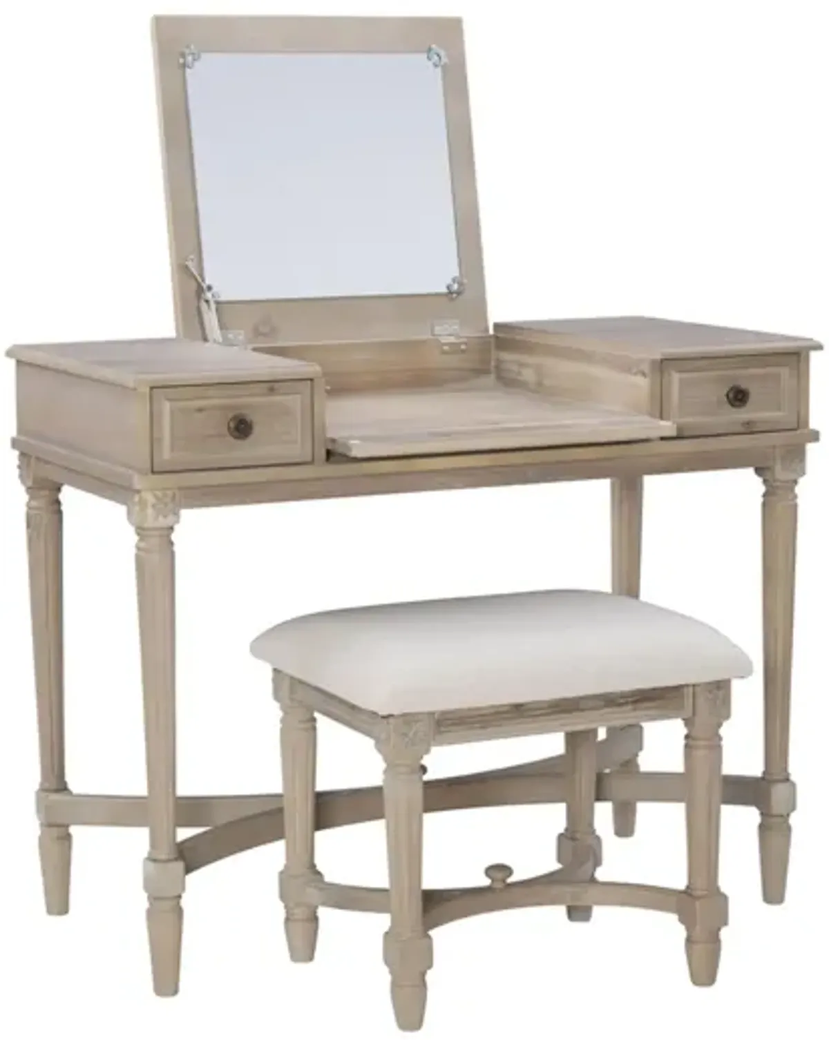 Cyndi Vanity Set in Gray Wash by Linon Home Decor