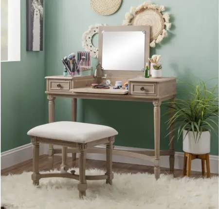 Cyndi Vanity Set in Gray Wash by Linon Home Decor
