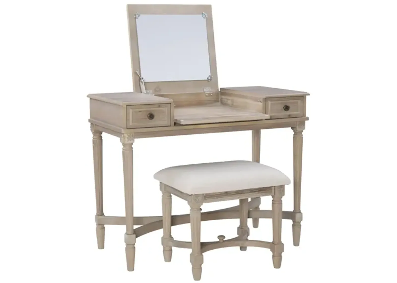 Cyndi Vanity Set in Gray Wash by Linon Home Decor