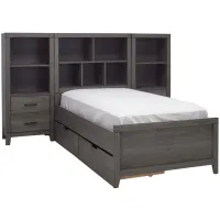 Piper Bed w/Toy Box and 2 Tower Night Stands in BrownGray by Bellanest