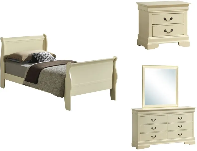 Rossie 4-pc. Sleigh Bedroom Set in Beige by Glory Furniture