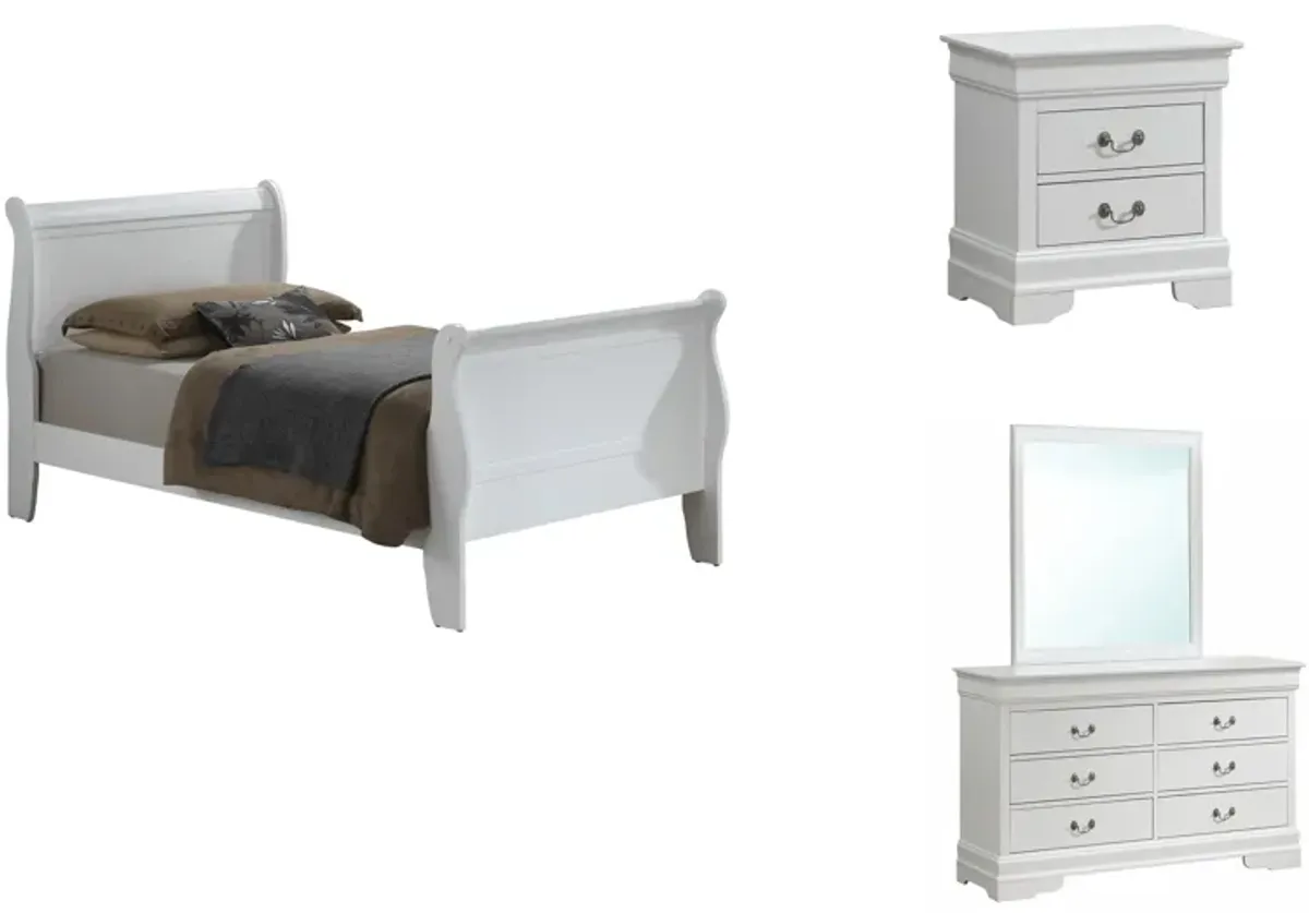 Rossie 4-pc. Sleigh Bedroom Set in White by Glory Furniture