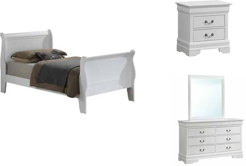 Rossie 4-pc. Sleigh Bedroom Set in White by Glory Furniture