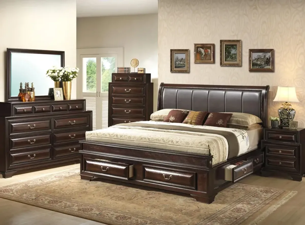 Sarasota Upholstered 4-pc. Storage Bedroom Set in Cappuccino by Glory Furniture