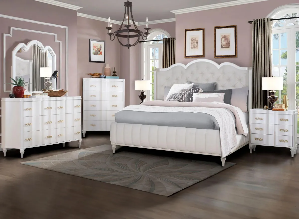 Madona 5-pc. Bedroom Set in Pearl by Cosmos Furniture