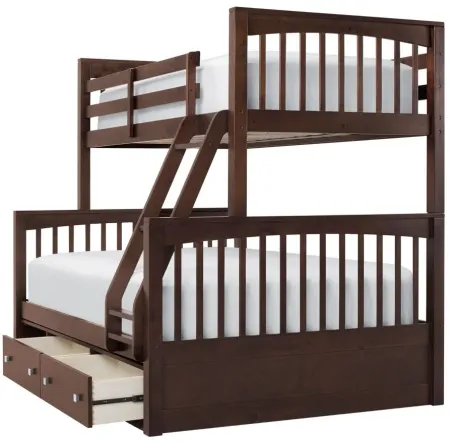 Jordan Twin-Over-Full Bunk Bed w/ Storage in Chocolate by Hillsdale Furniture