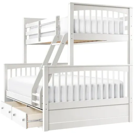 Jordan Twin-Over-Full Bunk Bed w/ Storage in White by Hillsdale Furniture
