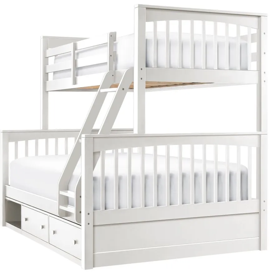 Jordan Twin-Over-Full Bunk Bed w/ Storage in White by Hillsdale Furniture