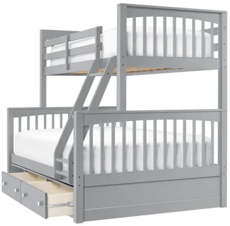 Jordan Twin-Over-Full Bunk Bed w/ Storage in Gray by Hillsdale Furniture