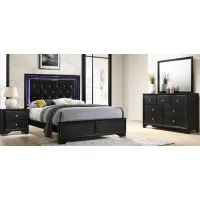 Micah 4-pc. Upholstered Bedroom Set in Black by Crown Mark