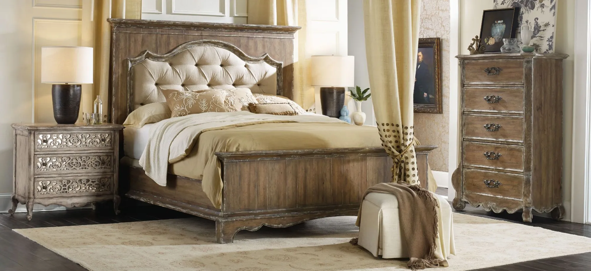 Chatelet Upholstered Panel Bed in Brown by Hooker Furniture