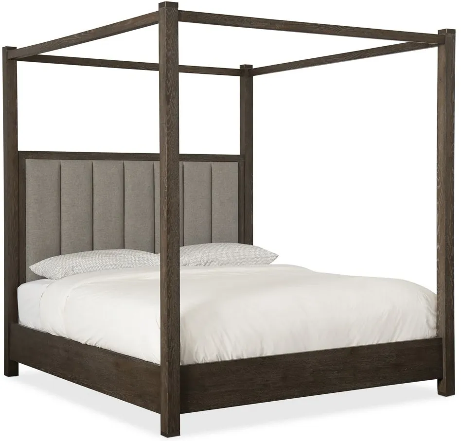 Miramar Poster Bed w/ Tall Posts & Canopy in 6202-DKW Rustic oak with a smoky Arabica finish by Hooker Furniture