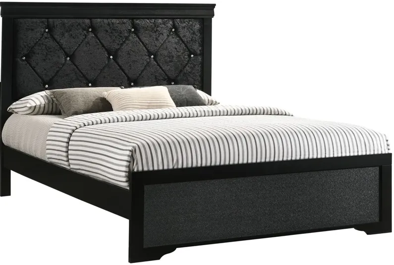 Amalia Upholstered 4-pc. Bedroom Set in Black by Crown Mark