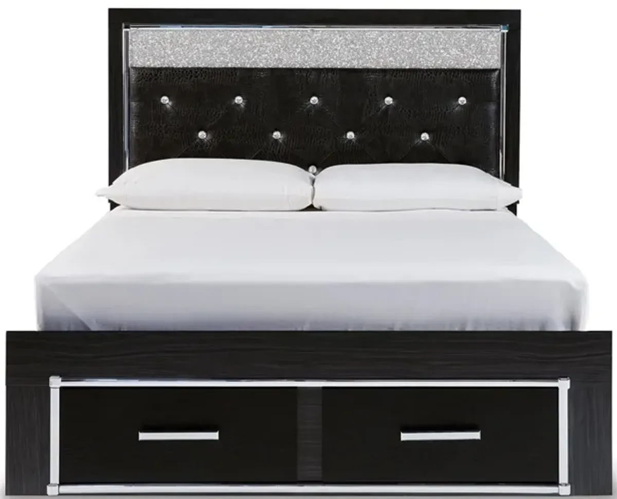 Kaydell Queen Upholstered Panel Storage Platform Bed in Black by Ashley Furniture