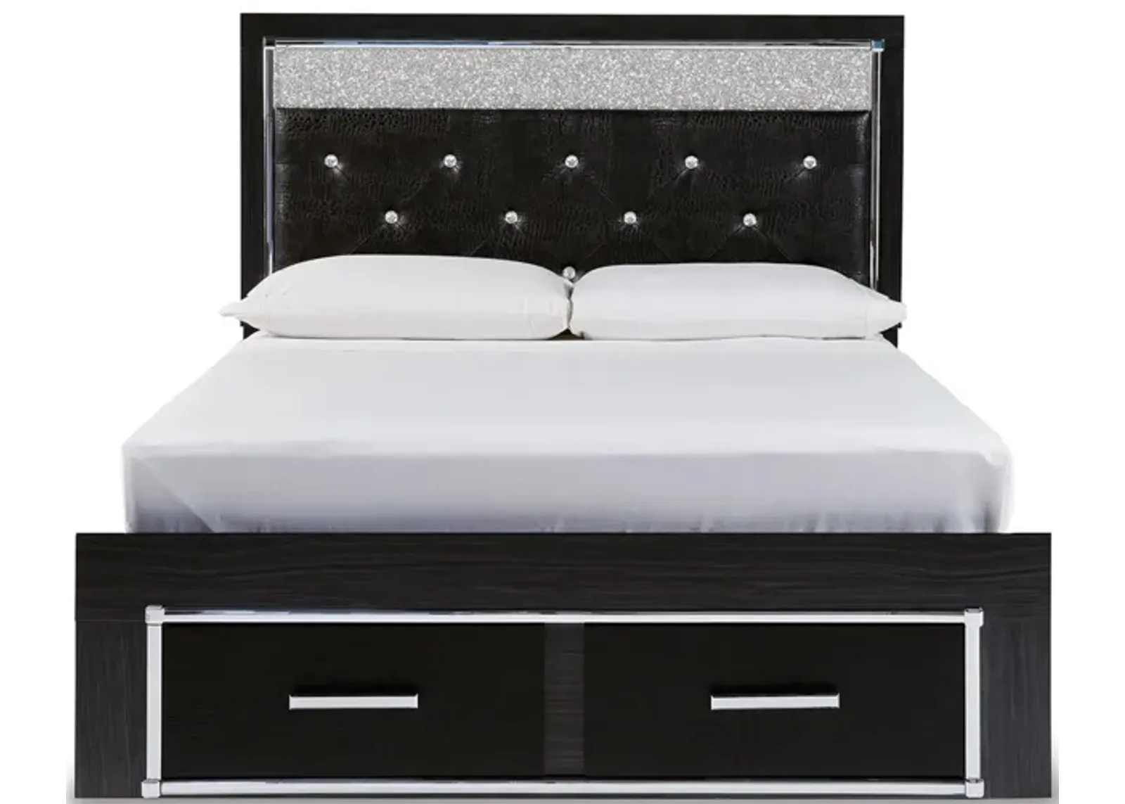 Kaydell Queen Upholstered Panel Storage Platform Bed in Black by Ashley Furniture