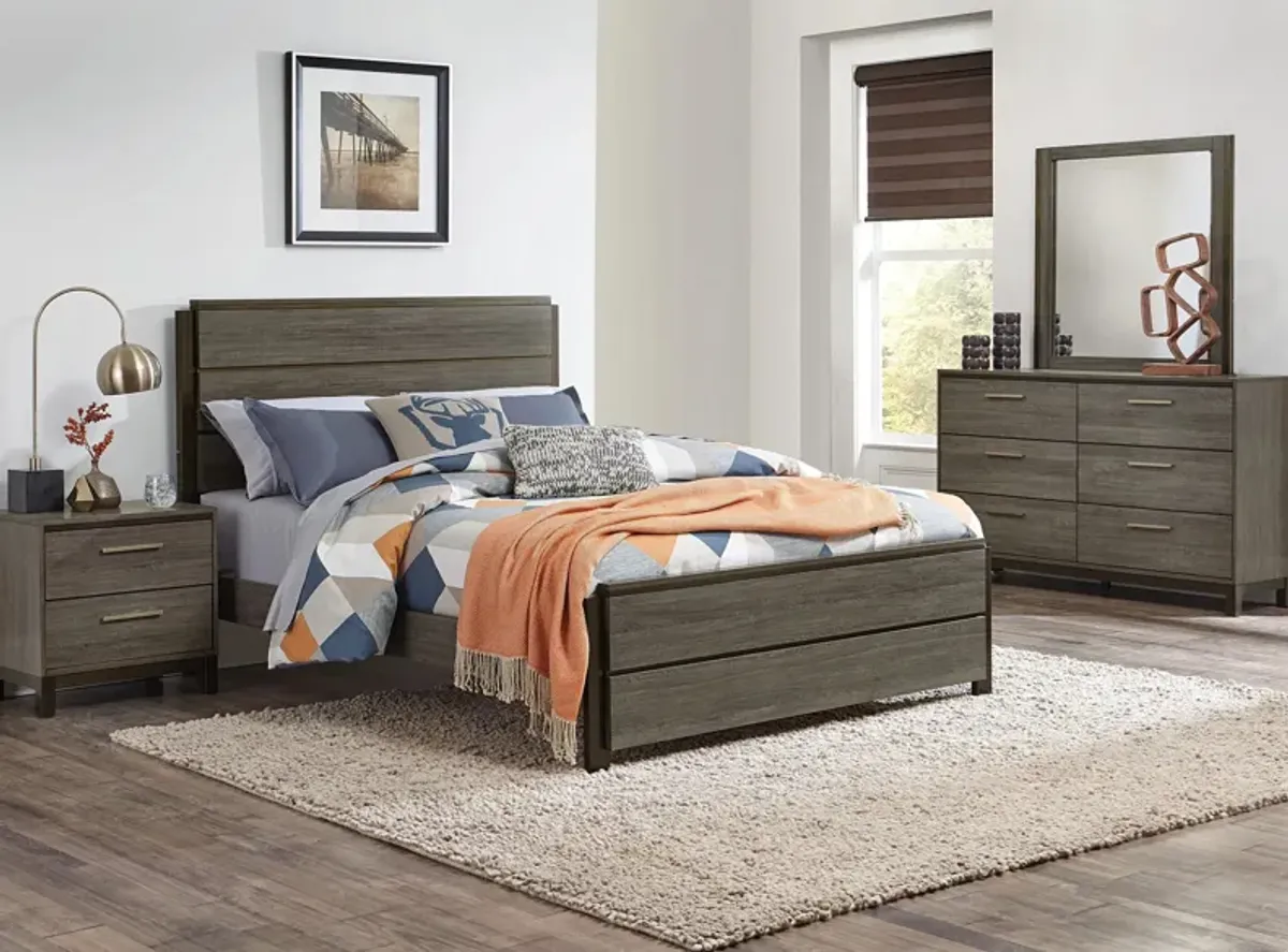 Solace 4-pc Bedroom Set in Antique Gray and Dark Brown by Homelegance