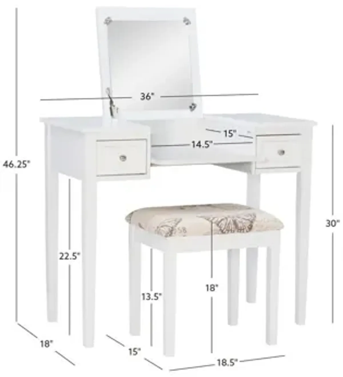 Belding Butterfly Vanity Set