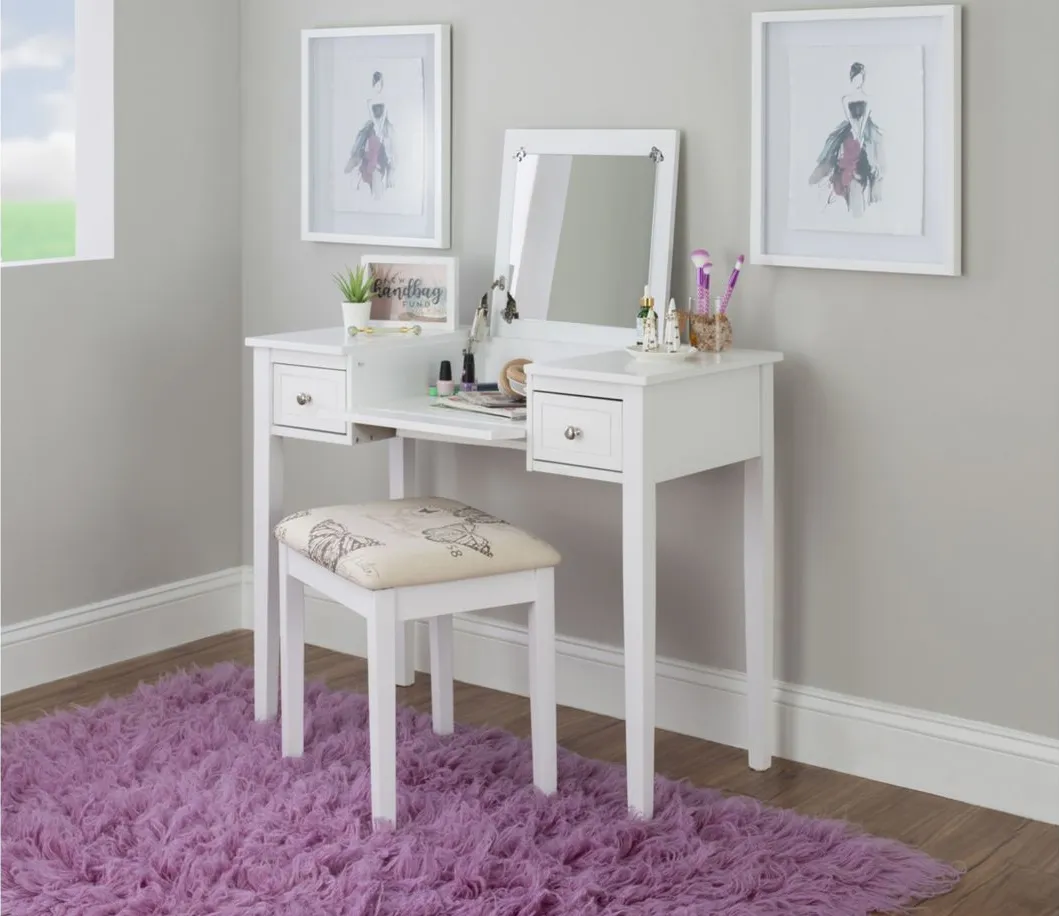 Belding Butterfly Vanity Set in White by Linon Home Decor