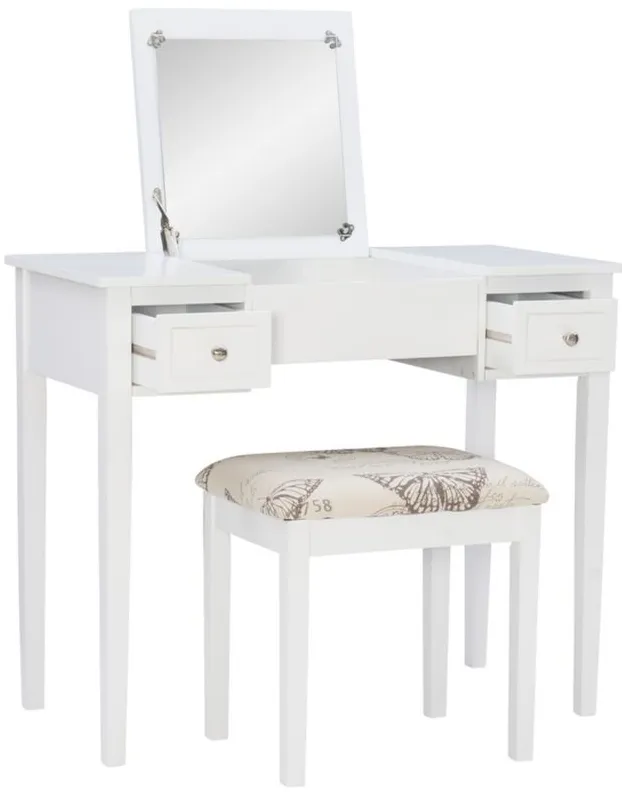 Belding Butterfly Vanity Set in White by Linon Home Decor