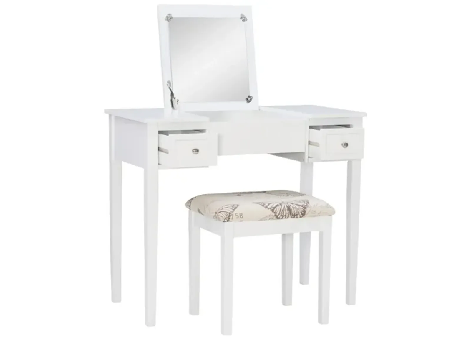 Belding Butterfly Vanity Set in White by Linon Home Decor