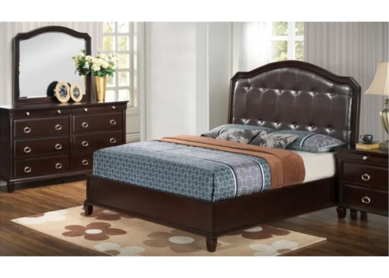 Abbot 4-pc. Upholstered Bedroom Set in Cappuccino by Glory Furniture