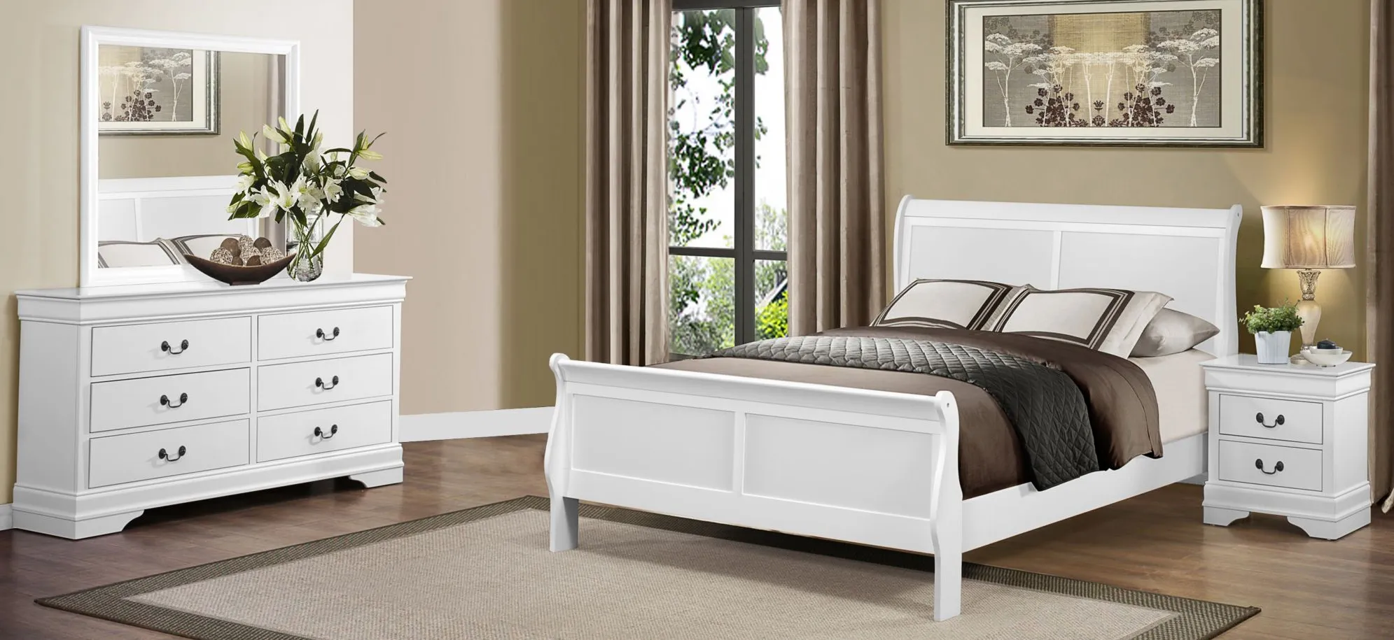 Edina 4-pc. Bedroom Set in White by Homelegance