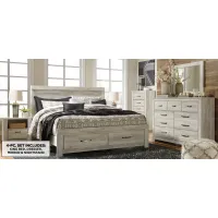 Bellaby 4-pc. Bedroom Set w/ Storage Bed in Whitewash by Ashley Furniture