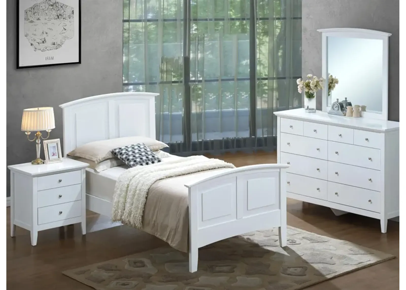 Hammond 4-pc. Panel Bedroom Set in White by Glory Furniture