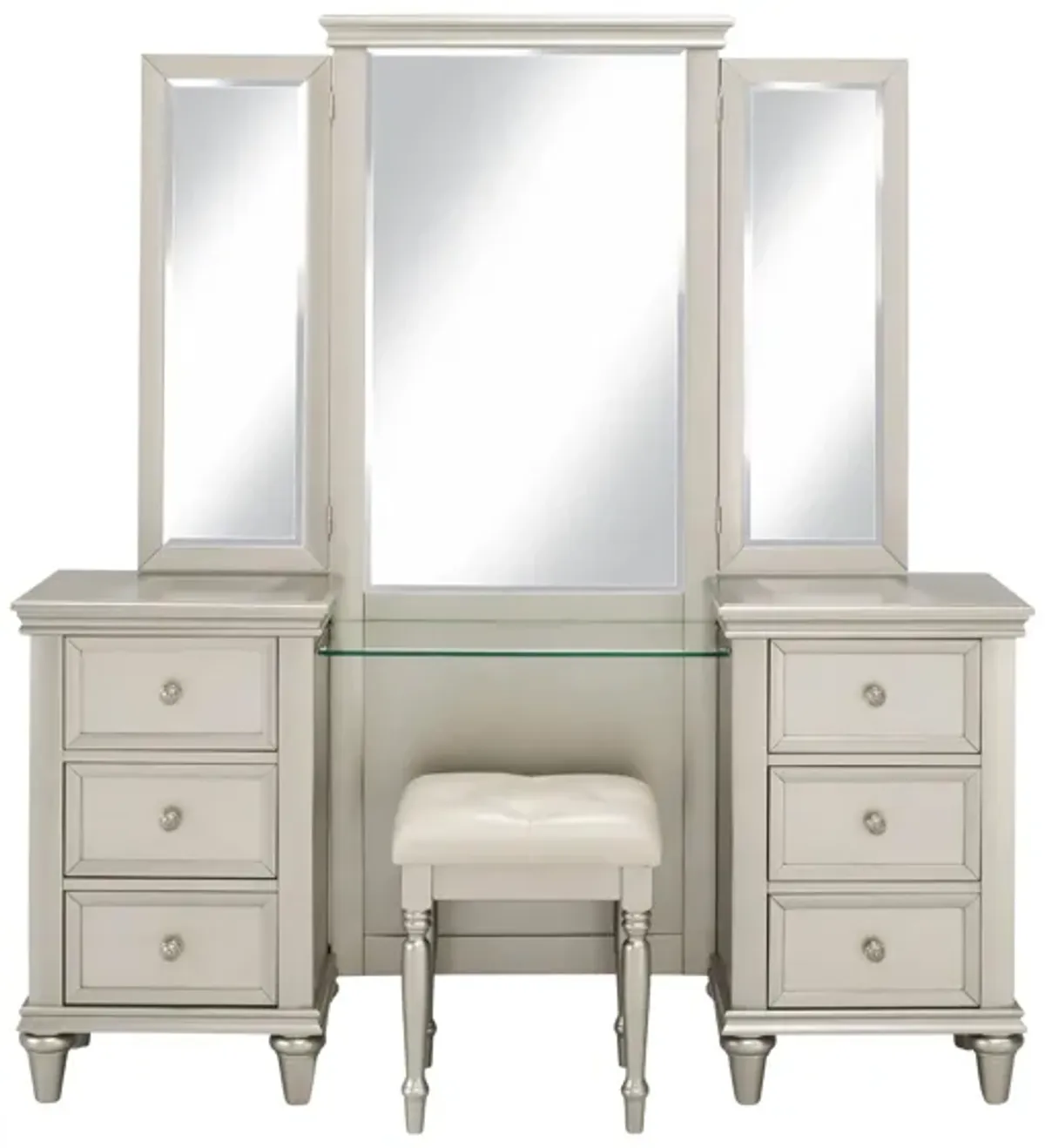 Tiffany 2-pc Vanity Set in Silver by Homelegance