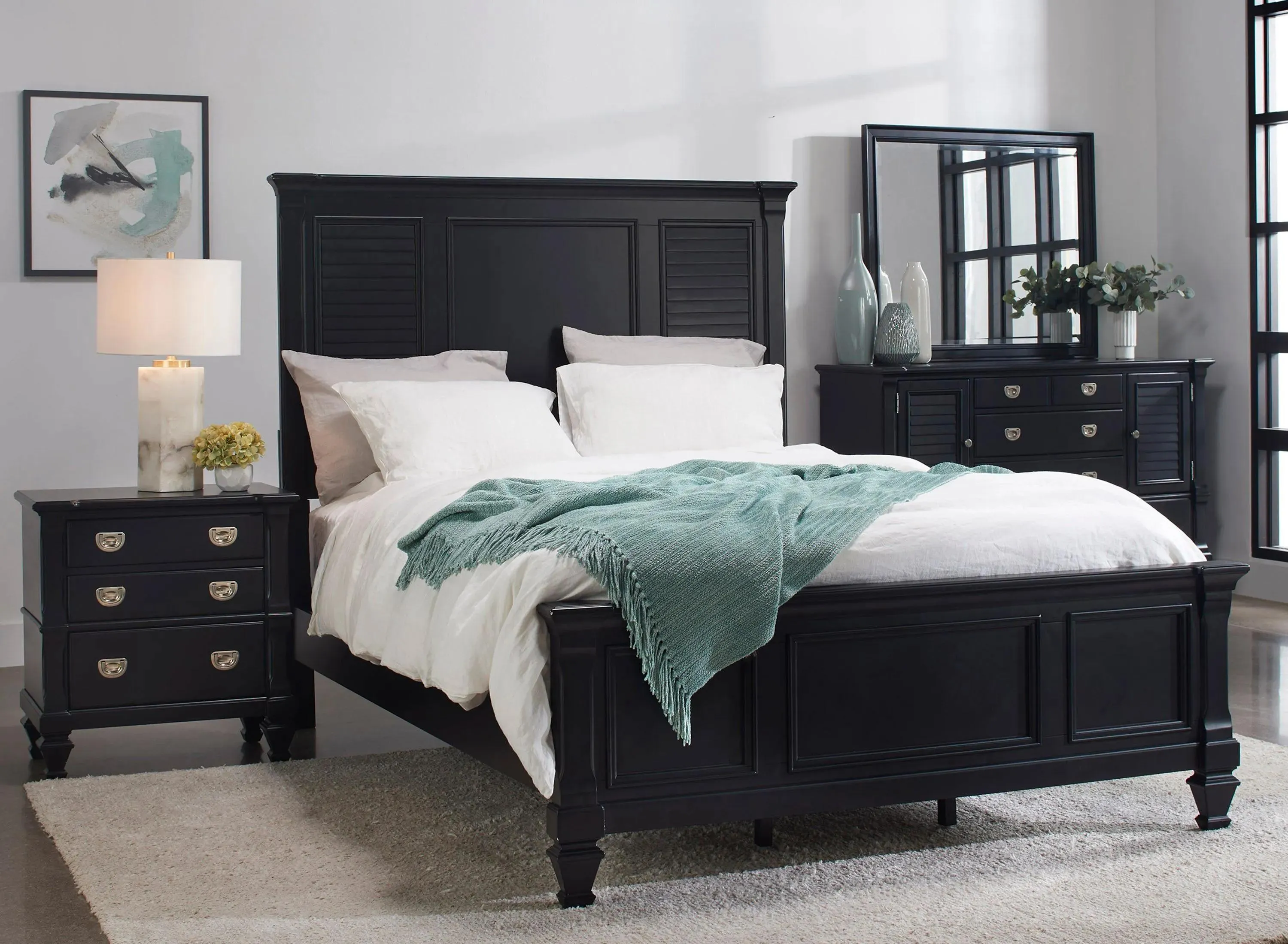 Asher 4-pc. Panel Bedroom Set in Black by Bellanest