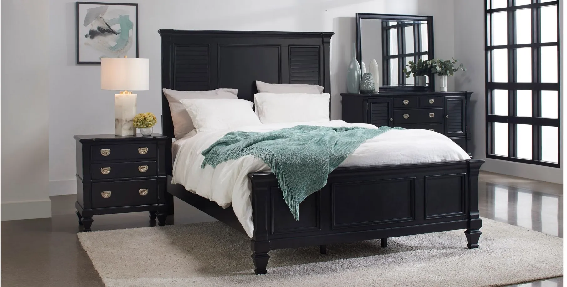 Asher 4-pc. Panel Bedroom Set in Black by Bellanest