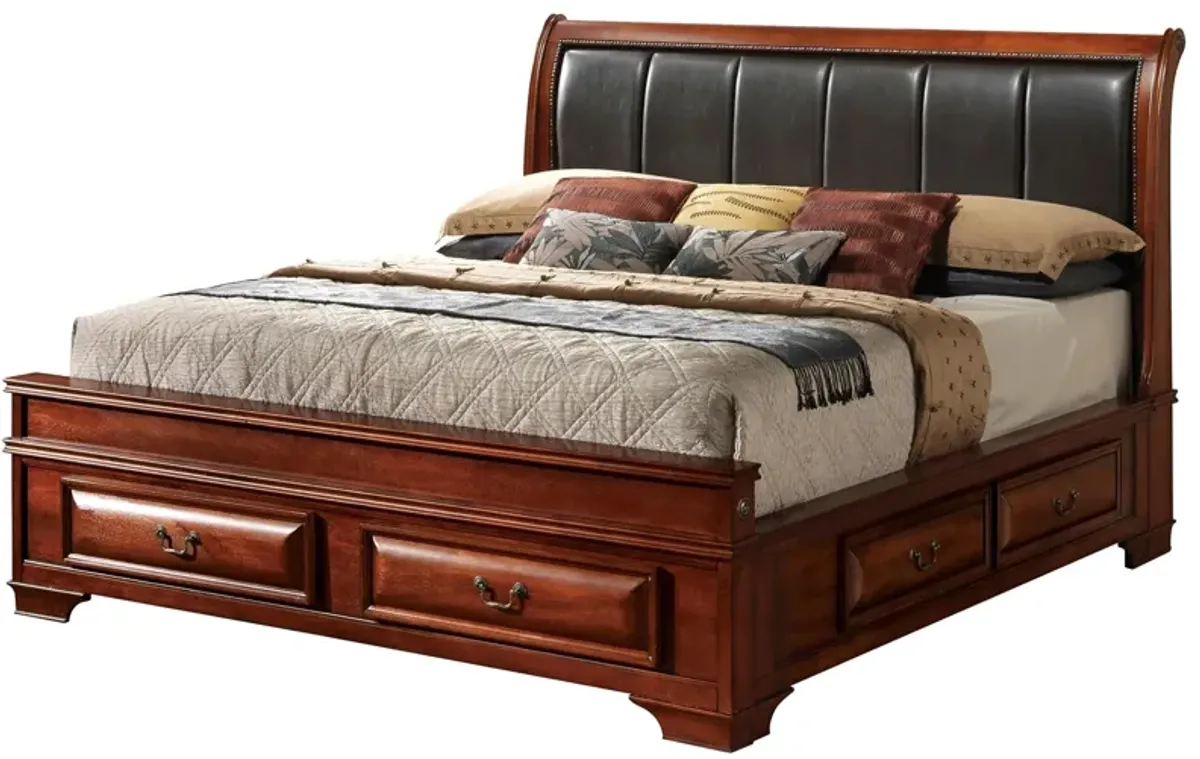 Sarasota Upholstered Storage Bed in Light Cherry by Glory Furniture