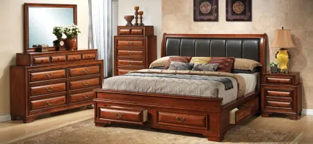 Sarasota Upholstered Storage Bed in Light Cherry by Glory Furniture