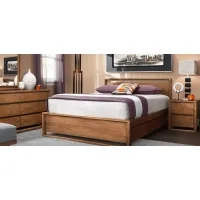 Aversa 4-pc. Bedroom Set w/ 1-side Storage Bed and 2-Drawer Nightstand in Light Cherry by Bellanest