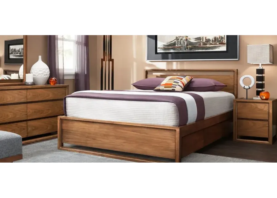 Aversa 4-pc. Bedroom Set w/ 1-side Storage Bed and 2-Drawer Nightstand in Light Cherry by Bellanest