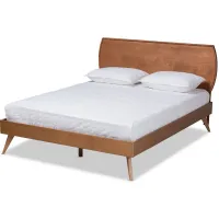 Aimi Mid-Century Full Size Platform Bed in Walnut Brown by Wholesale Interiors