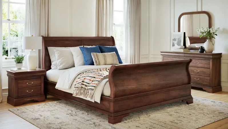 Charleston Sleigh Bed in Cherry by Bellanest