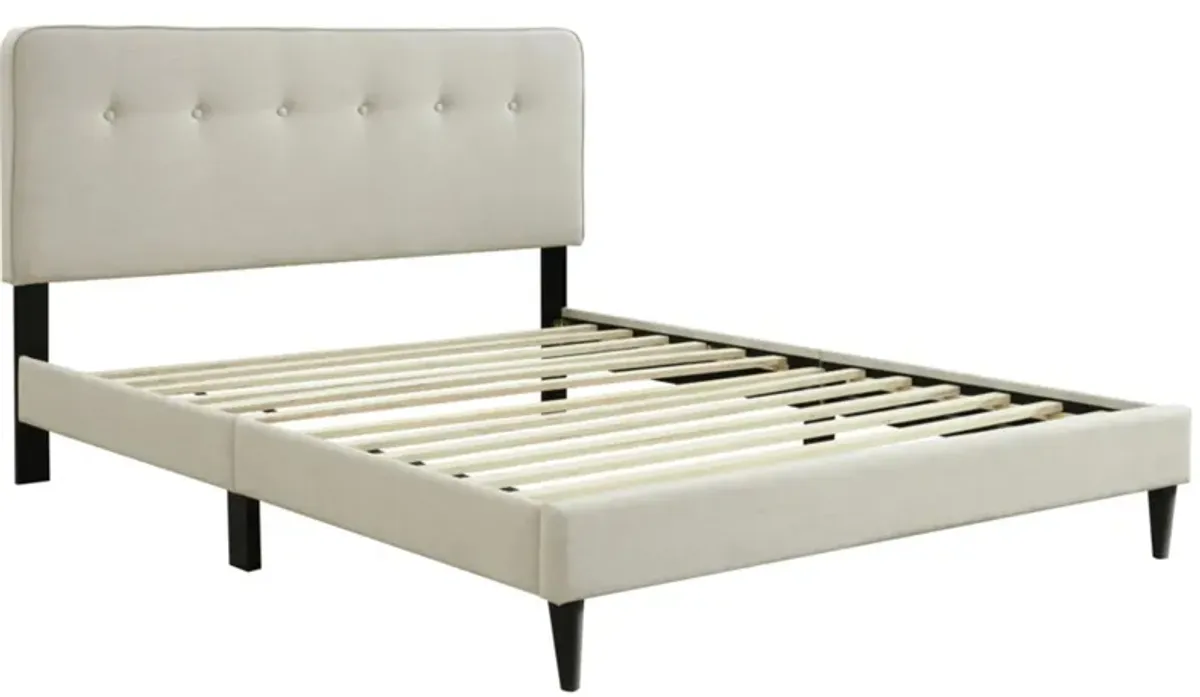 Amelia Upholstered Bed in Cream by Bernards Furniture Group