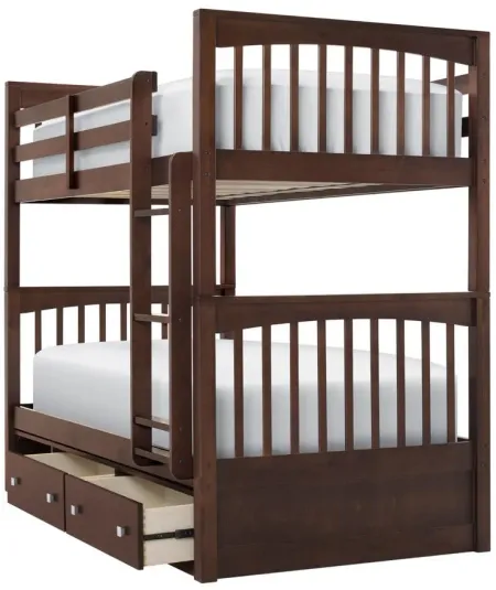 Jordan Twin-Over-Twin Bunk Bed w/ Storage in Chocolate by Hillsdale Furniture