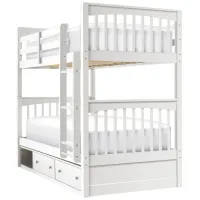 Jordan Twin-Over-Twin Bunk Bed w/ Storage in White by Hillsdale Furniture