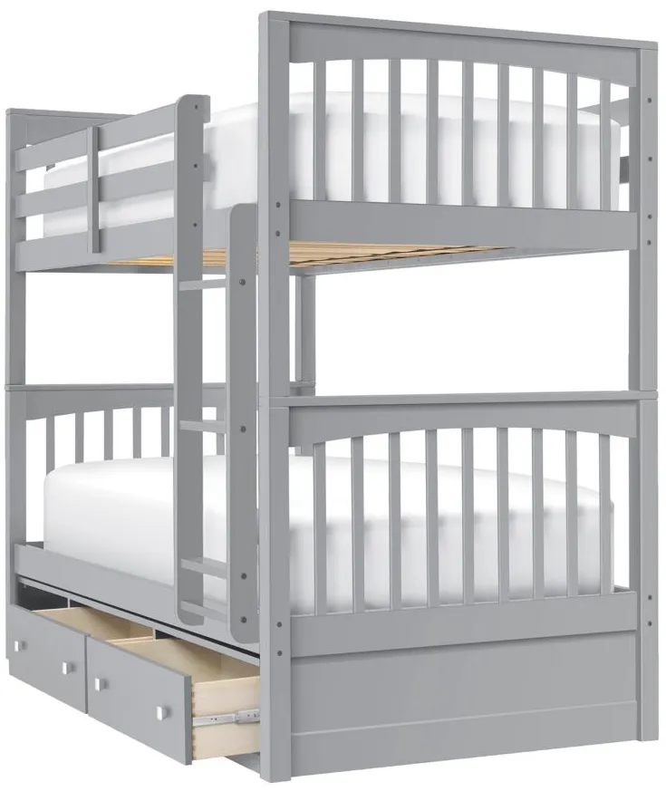 Jordan Twin-Over-Twin Bunk Bed w/ Storage in Gray by Hillsdale Furniture