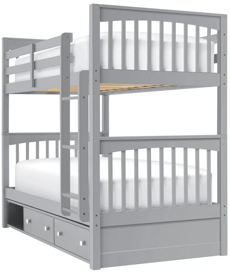 Jordan Twin-Over-Twin Bunk Bed w/ Storage in Gray by Hillsdale Furniture