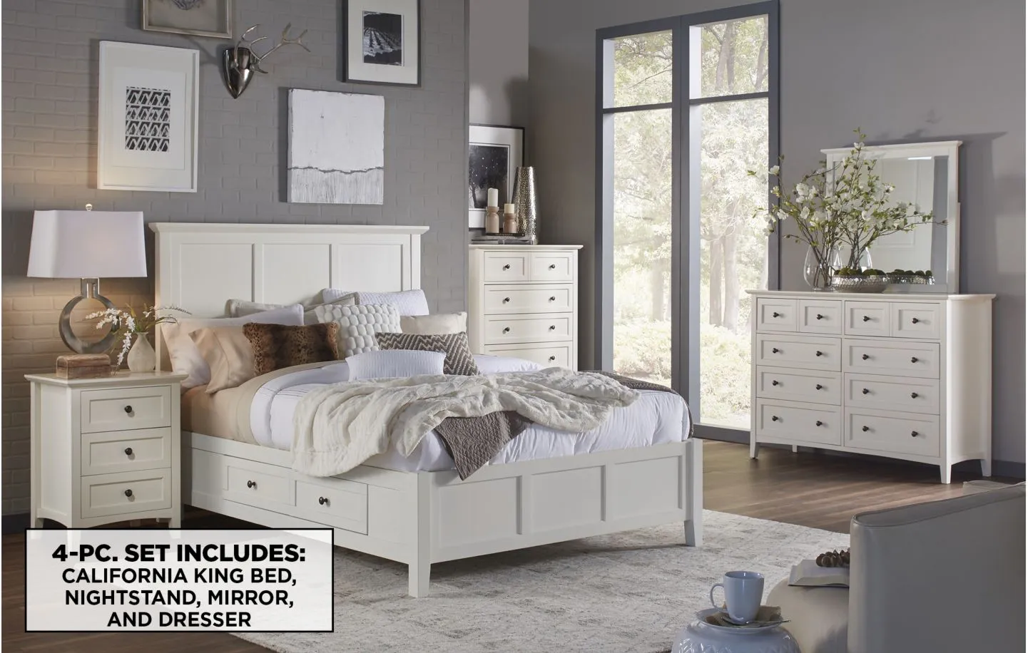 Tompkins 4-pc. Storage Bedroom Set in White by Bellanest