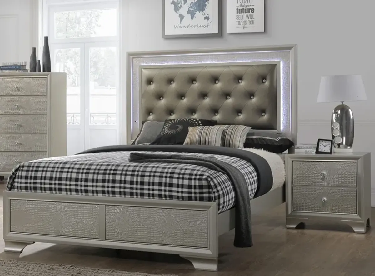 Lyssa King Bed in Champagne Silver by Crown Mark