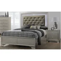 Lyssa King Bed in Champagne Silver by Crown Mark