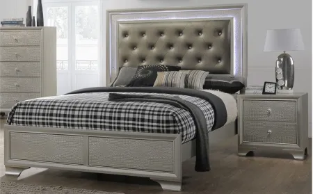 Lyssa King Bed in Champagne Silver by Crown Mark