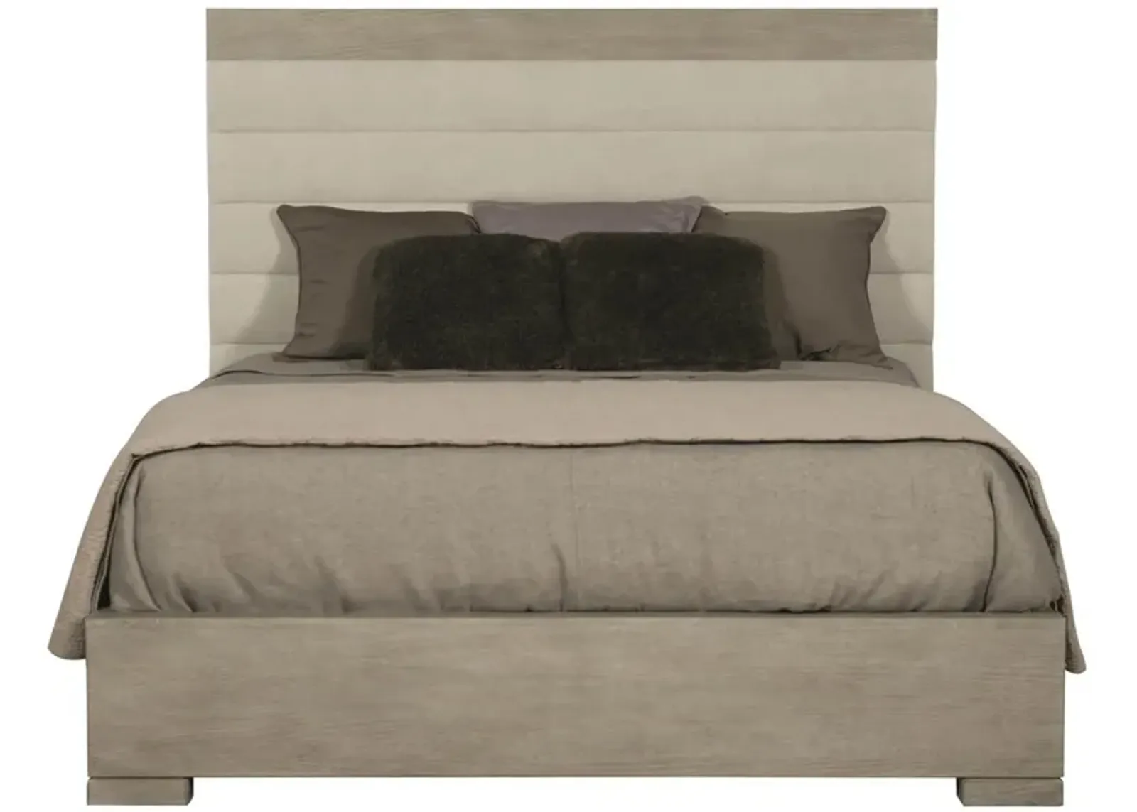 Linea Queen Panel Bed in Cerused Greige by Bernhardt